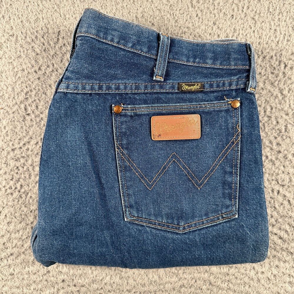 Vtg Wrangler Jeans Mens 38x36(36x32 Fit) Blue 13MWZPW Straight Made In USA Flaw